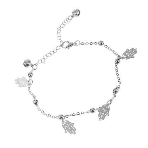 Hamsa Fatima Hand Bell Tassel Barefoot Bracelet Ankle Anklet Chain Sil
