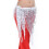 Lady's Belly Dance Sequins Triangle Hip Scarf With Tassel White 2