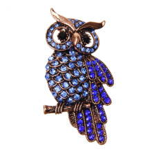 New Fashion Owl Crystal Brooches Pin Vintage WomenMen Jewelry-Blue