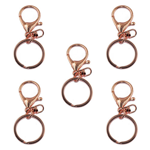 5Pcs 65mm Rose Gold Lobster Clasp Trigger Clip Key Ring Charms w/ Spli 1