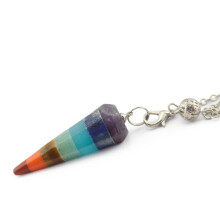 Reiki Energy Crystal Point Dowsing Pendulum Scrying Dowser w/ 7 Chakra