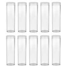 10 Pcs 32mm Protective Tube Holder Clear Round Cases Coin Storage Box