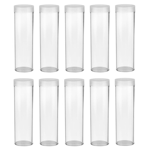 10 Pcs 32mm Protective Tube Holder Clear Round Cases Coin Storage Box