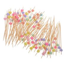 100 Pieces Acrylic Beads Bamboo Cocktail Picks Drink Stirrer Picks Hea