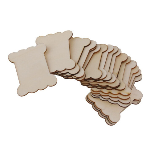 20Pcs Wooden Blank Thread Ribbon Twine Reel Organizer Flat Spools 2