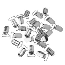 20pcs Webbing Hook Pacifier Suspender Clips Silver 20mm