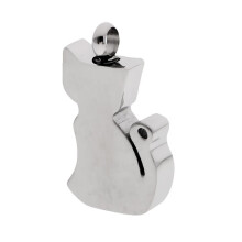 Silver Stainless Steel Cat Shape Urn Keepsake Pendant Cremation Jewelr
