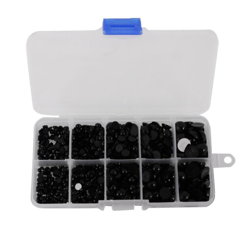 760 Pieces Round Flat Black Eyes Safety Plastic Eyes for Dolls Making 2