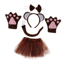 5 Pieces Monkey Headband Bow Tie Tail Paws Tutu Skirt Fancy Dress Up S