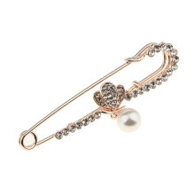 Large Safety Pin Brooch Vintage Crystal Pearl Fashion Hijab Pin Brooch