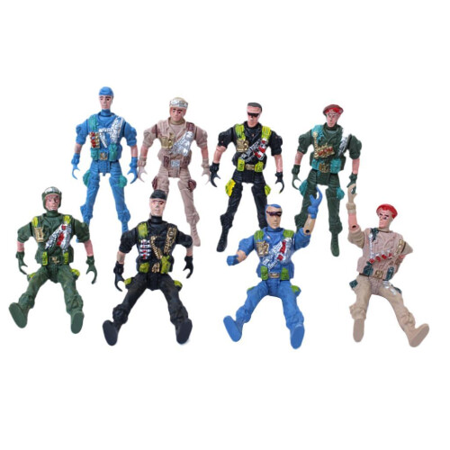 Army Combat Game Toys Soldier Set with Zipper Backpack 9cm 2