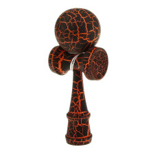 Wooden Crack Paint Kendama Toy Kids Ball Games Black & Orange
