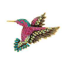 Vintage Diamante Lovely Hummingbird Animal Brooch Pin Clothing Decorat