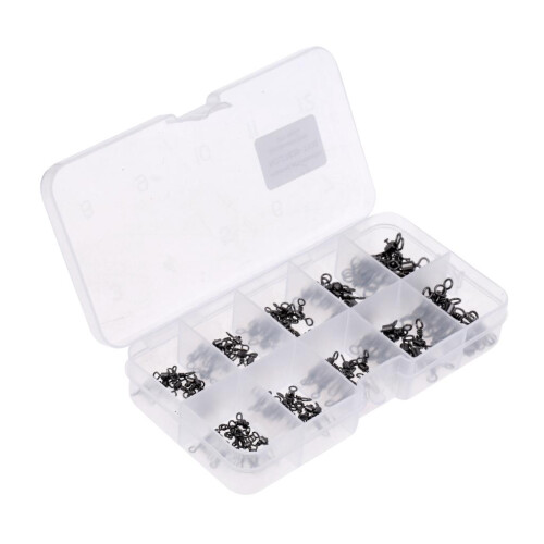 100pcs/box Heavy Duty 3 Way Fishing Rolling Swivels Rig Links 2#/4#/6#