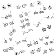 24 Pairs Fashion Wholesale Mixed Style Silver Plated Ear Stud Earrings