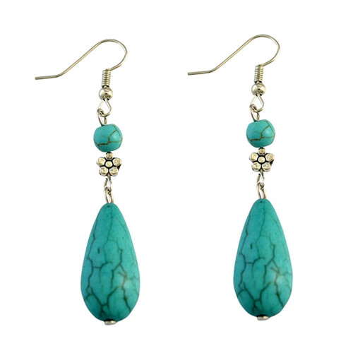 Vintage Ethnic Turquoise Earrings Water Drop Pendant Earrings Drop Ear 2