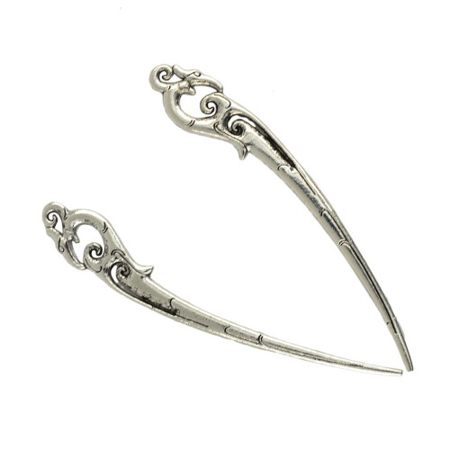 10Pieces Phoenix Pattern Antique Silver Metal Carved Hook Bookmarks Ha 1