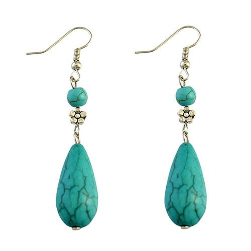 Vintage Ethnic Turquoise Earrings Water Drop Pendant Earrings Drop Ear 1