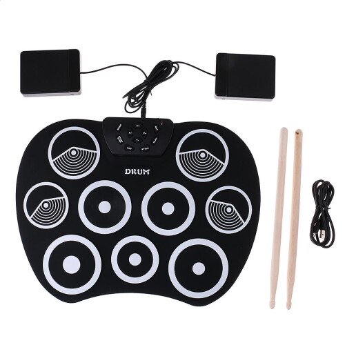 Portable Silicone Electronic Drum Pad Kit Digital USB Roll-up Foot Ped 1