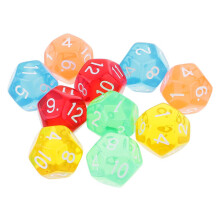 10pcs 12 Sided Dice D12 Polyhedral Dice Clear for Dungeons and Dragons
