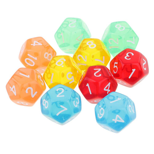 10pcs 12 Sided Dice D12 Polyhedral Dice Clear for Dungeons and Dragons 2