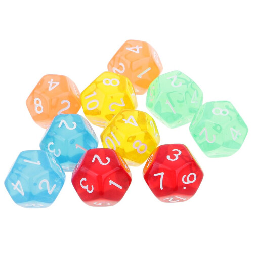 10pcs 12 Sided Dice D12 Polyhedral Dice Clear for Dungeons and Dragons 1