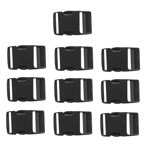 10 Pieces 1" Side Release Plastic Buckle for Paracord Webbing Strap Bl 1