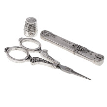 European Vintage Sewing Kit Scissors Thimble Needle Case DIY Sewing To