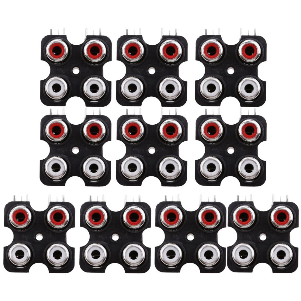 10 Pieces Pcb Mount Av Concentric Outlet 4 Rca Female Socket Connector 6901423387294