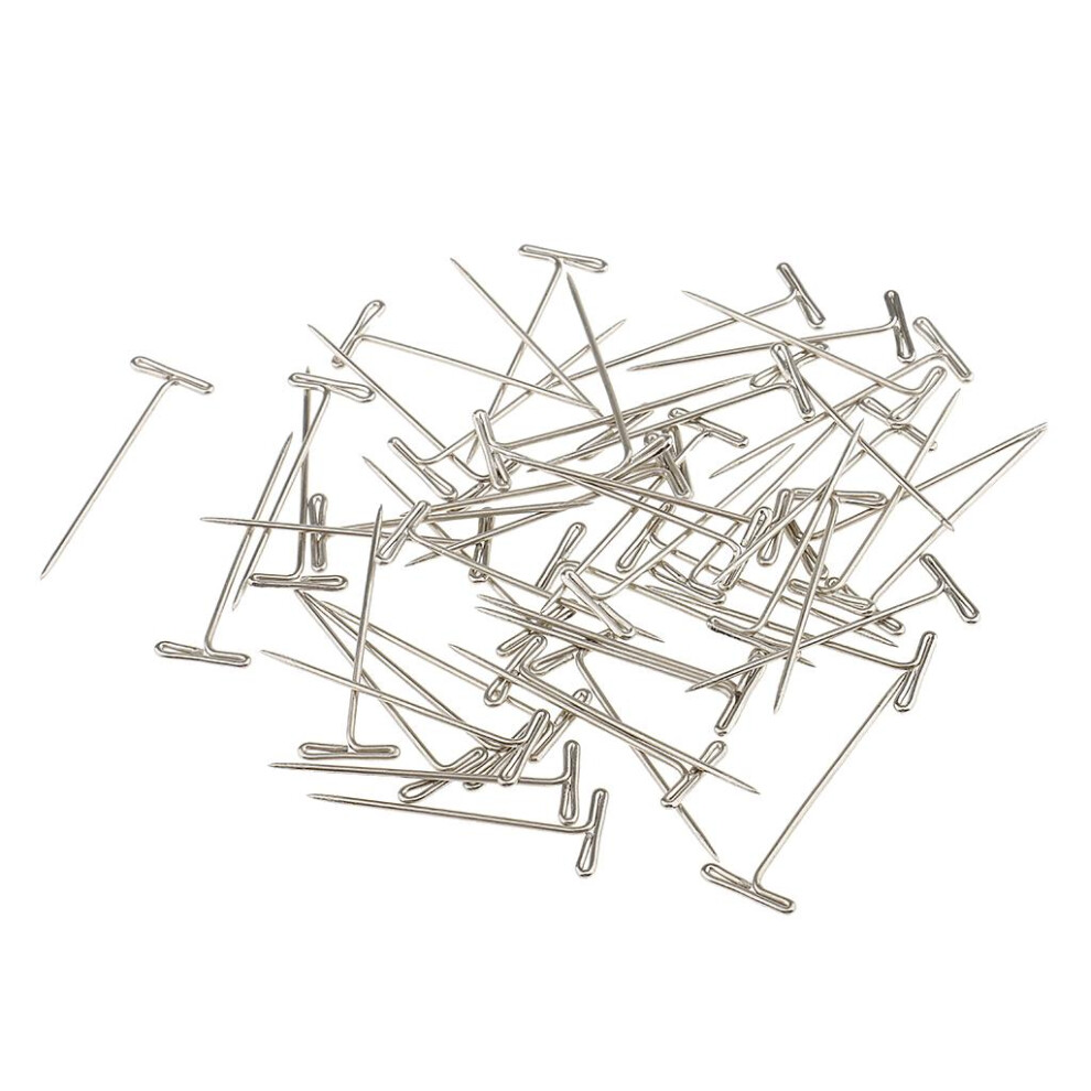 Unisex Box Of 50 Pieces T Shape Needles Pins For Wigs Hair Weaving Tools 38Mm