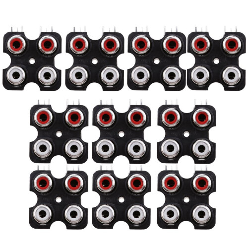10 Pieces PCB Mount AV Concentric Outlet 4 RCA Female Socket Connector 2
