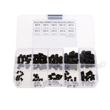 200Pcs M3 M4 M5 M6 M8 Carbon Steel Head Hex Socket Grub Screws Assortm