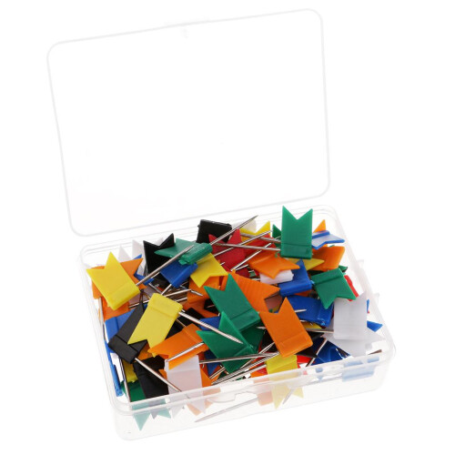 100 Pieces Flag Push Pin Marker Marking Pins for Notice Cork Board Wal 1