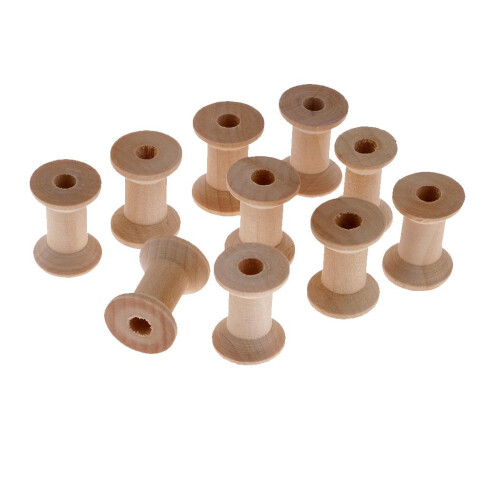 10 Pieces Natural Wooden Empty Thread Spools Sewing Bobbins Tools 28x2 1