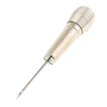 Copper Handle Sewing Awl with 3 Needles Hand Stitcher Shoe Repair Tool