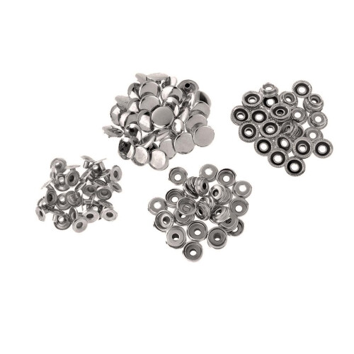 30 Sets Metal Snap Buttons Press Stud Popper Fasteners 15mm Sliver