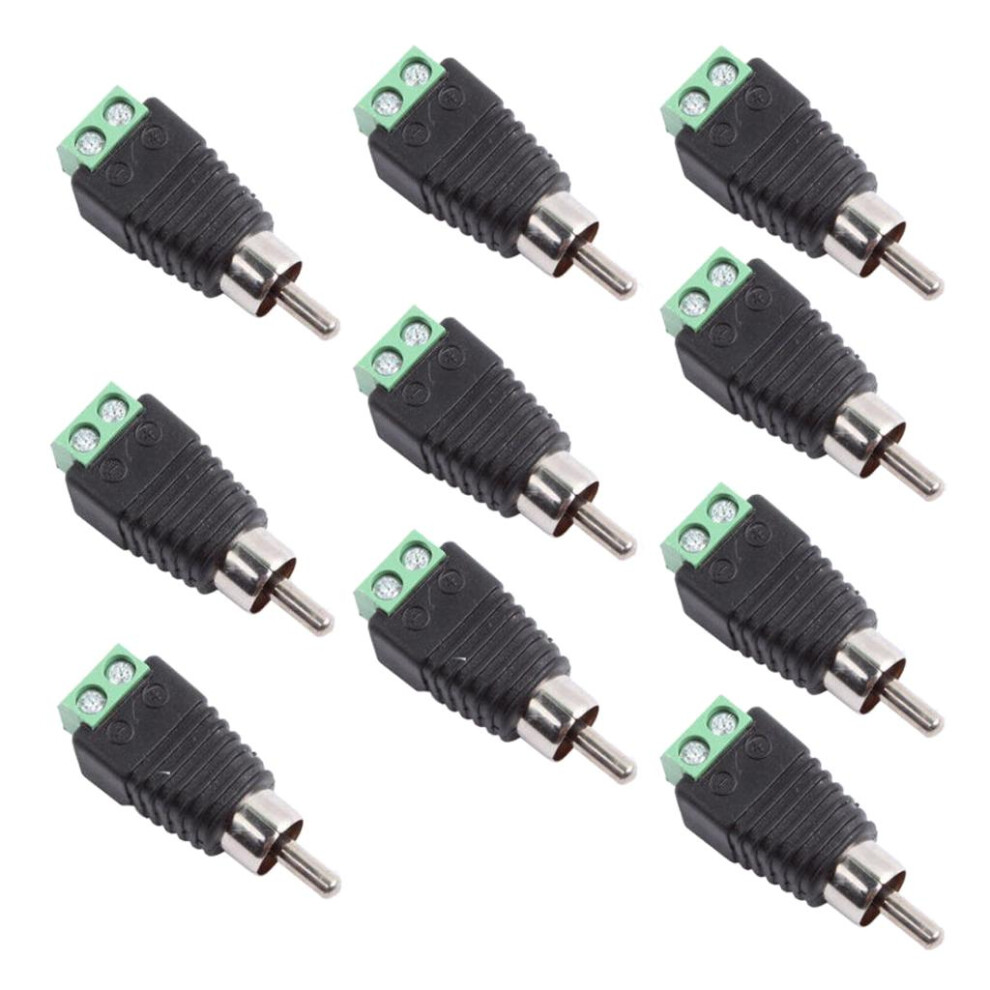 10 Pcs Speaker Wire Cable To Audio Male Rca Connector Adapter Jack Plu 6901423394308