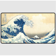 The Great Wave off Kanagawa Black Stitched Playmat - Board Game