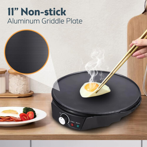 Electric Crepe Maker with Adjustable Temperature, NonStick Pancake Plate for Home Kitchen Cooking 1