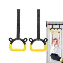 Gymnastics Rings Set for Kids with Cute Bear Design, 4000kg Load, Non Slip Adjustable Straps