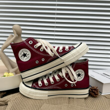 (Deep wine red, 37) Korean-style street photos featuring men and women in 1970s canvas sneakers and skate shoes