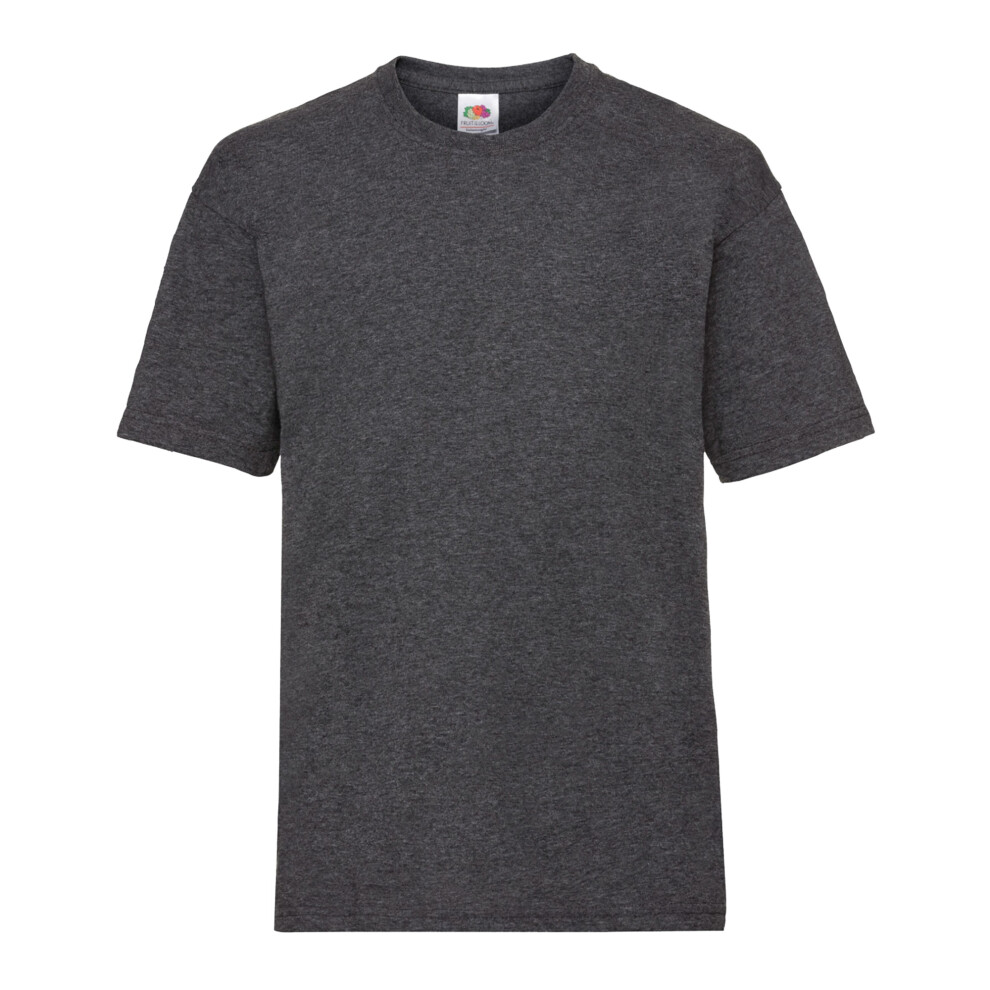 Fruit Of The Loom (7-8, Dark Heather) Childrens/Kids Unisex Valueweight Short Sleeve T-Shirt (Pack Of 2)