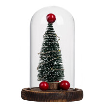 Christmas Lights for Xmas Home Indoor Room Desktop, Led Christmas Tree in Glass Dome with Festive Ornaments, Fashionable Christmas Night Lights,