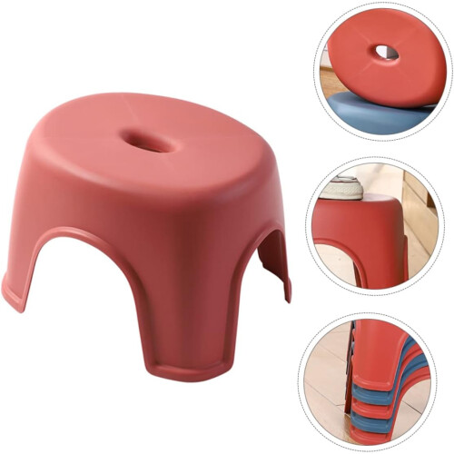 Small Plastic Stool with Nonslip Stable Design for Bathroom, Stackable Kids Step Stool 2