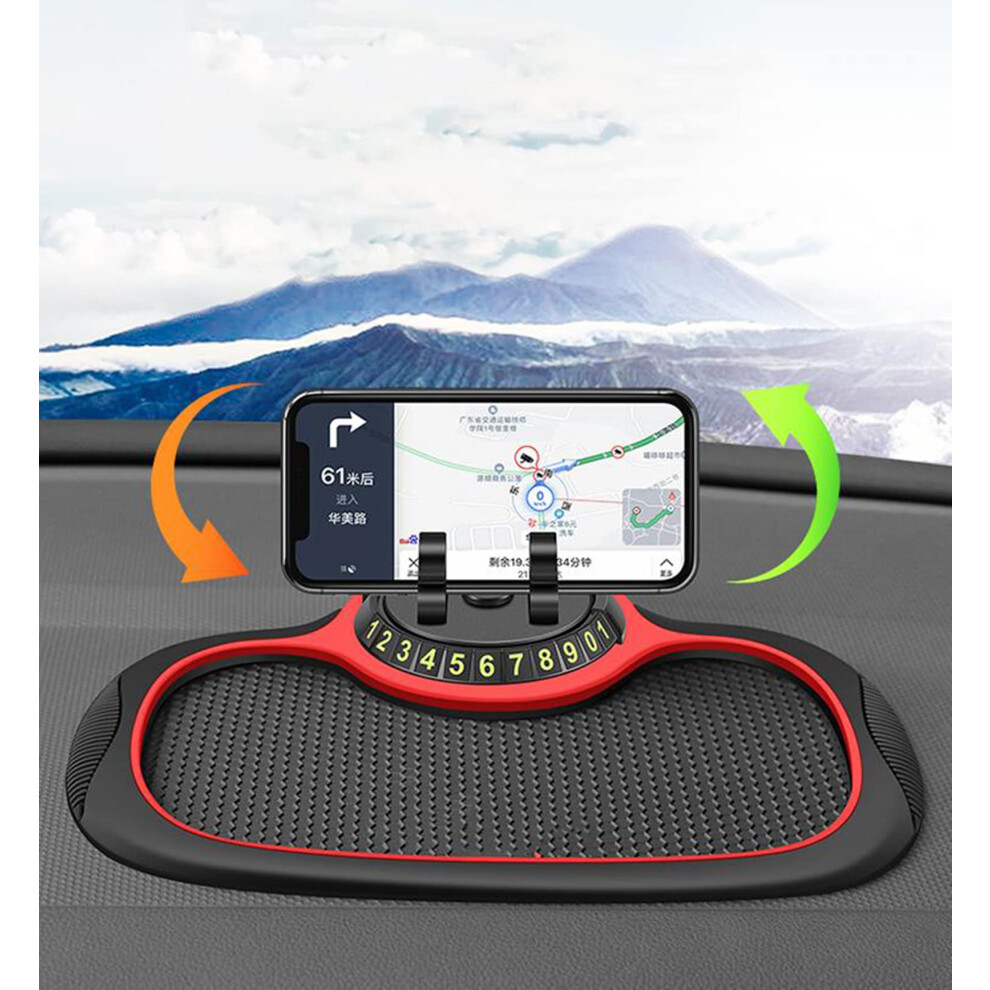 4In1 Car Phone Holder With 360 Rotation, Nonslip Dashboard Pad And Hidden Number Display (Blue) Blue 9199774959445