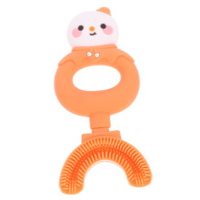 UShaped Toothbrush Orange Silicone Cartoon Snowman Design For Oral Care Easy Teeth Cleaning Portable