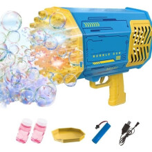Seifenblasenmaschine LE Seifenblasenpistole, 69 Löcher, LED-Beleuchtung, wiederaufladbar