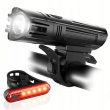 LED-Fahrrad-Frontlicht + 100 % wasserdichte Sicherheits-Taschenlampe hinten, schwarz, für Erwachsene, wiederaufladbar über USB