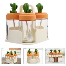 Gewürzglas Kaktusglas mit Löffel 4 Stück Zeitgenössisches Design 14,5x14,5x15,5 cm