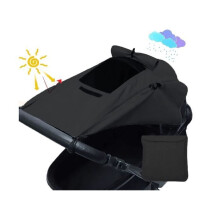 Kinderwagen-Sonnenschutz, Kinderwagen-Sonnenschutz, Kinderwagen-Sonnensegel, mit aufrollbarem Netzfenster (schwarz)